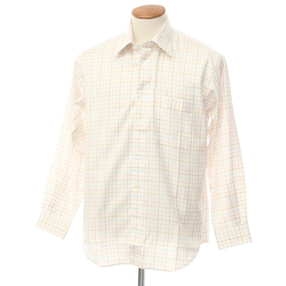 [Used] Dominique France Cotton Check Regular Collar Casual Shirt White x Pink x Brown [M] [Condition Rank A] [Men&