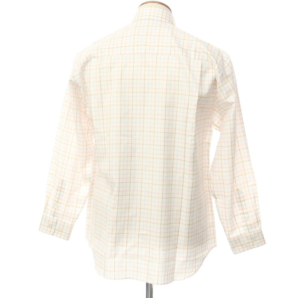 [Used] Dominique France Cotton Check Regular Collar Casual Shirt White x Pink x Brown [M] [Condition Rank A] [Men&