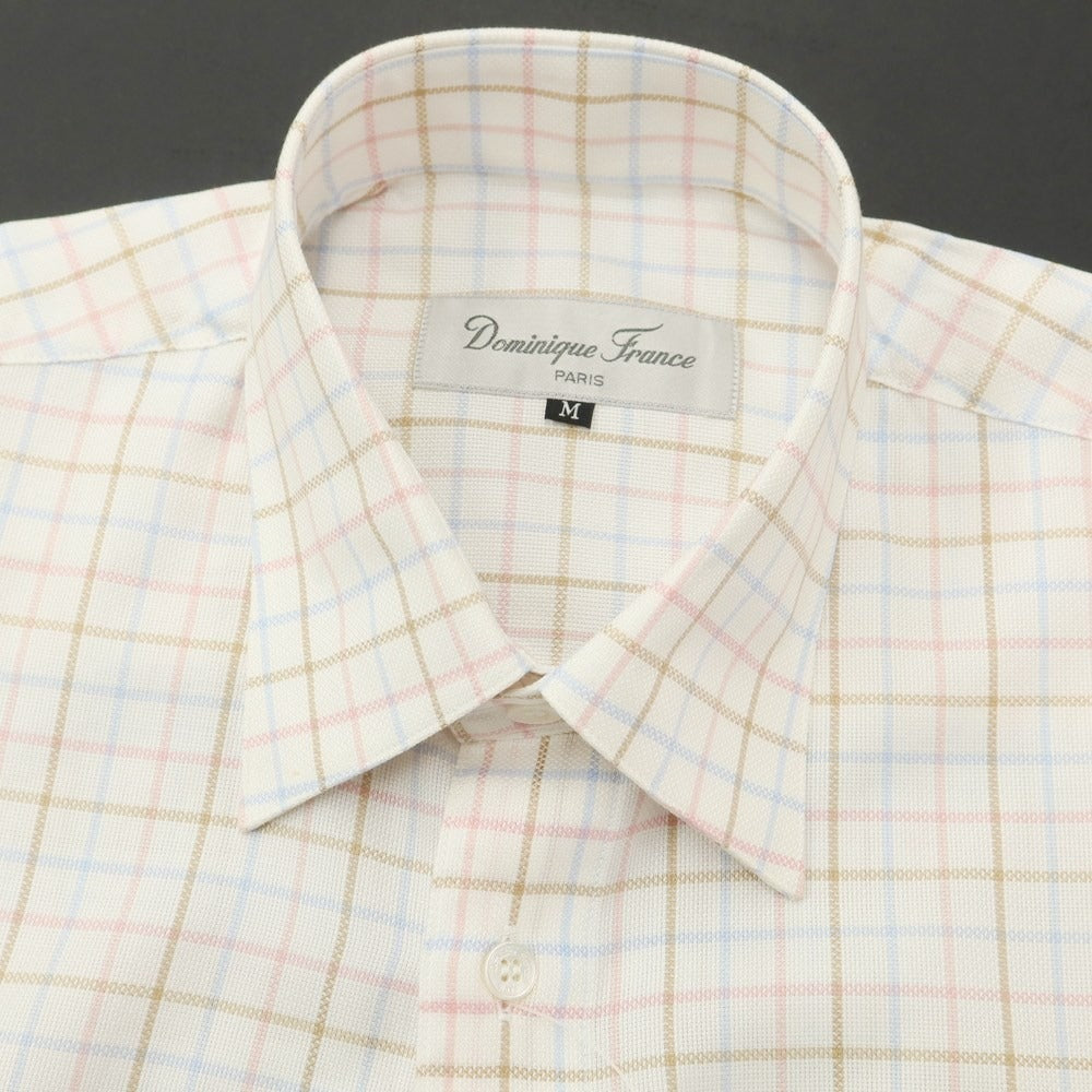 [Used] Dominique France Cotton Check Regular Collar Casual Shirt White x Pink x Brown [M] [Condition Rank A] [Men&