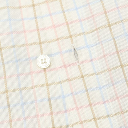 [Used] Dominique France Cotton Check Regular Collar Casual Shirt White x Pink x Brown [M] [Condition Rank A] [Men&