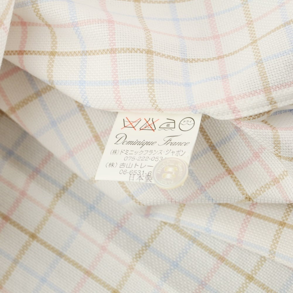 [Used] Dominique France Cotton Check Regular Collar Casual Shirt White x Pink x Brown [M] [Condition Rank A] [Men&