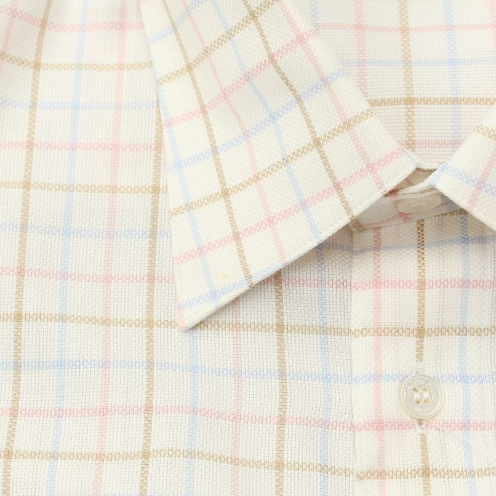 [Used] Dominique France Cotton Check Regular Collar Casual Shirt White x Pink x Brown [M] [Condition Rank A] [Men&