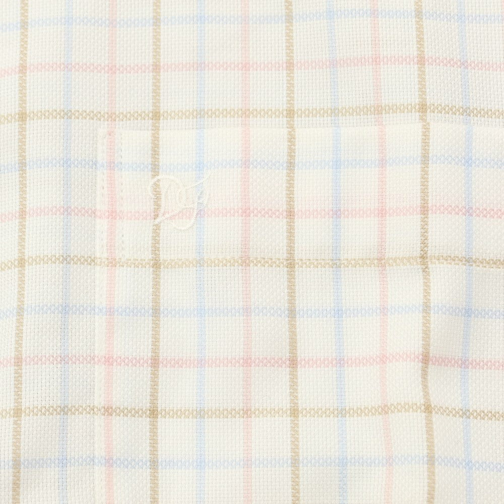 [Used] Dominique France Cotton Check Regular Collar Casual Shirt White x Pink x Brown [M] [Condition Rank A] [Men&