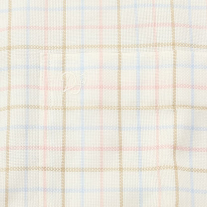 [Used] Dominique France Cotton Check Regular Collar Casual Shirt White x Pink x Brown [M] [Condition Rank A] [Men&