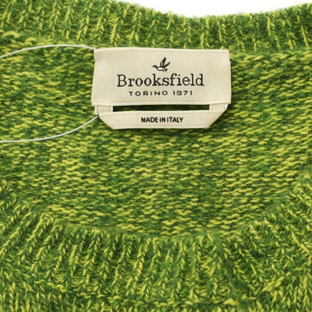 [Used] Brooksfield mid-gauge wool crew neck knit, green x lime [50] [Condition: C] [Men&