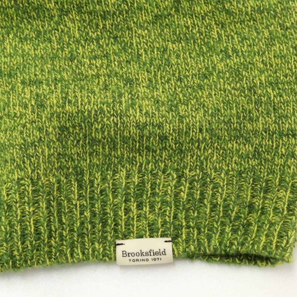 [Used] Brooksfield mid-gauge wool crew neck knit, green x lime [50] [Condition: C] [Men&