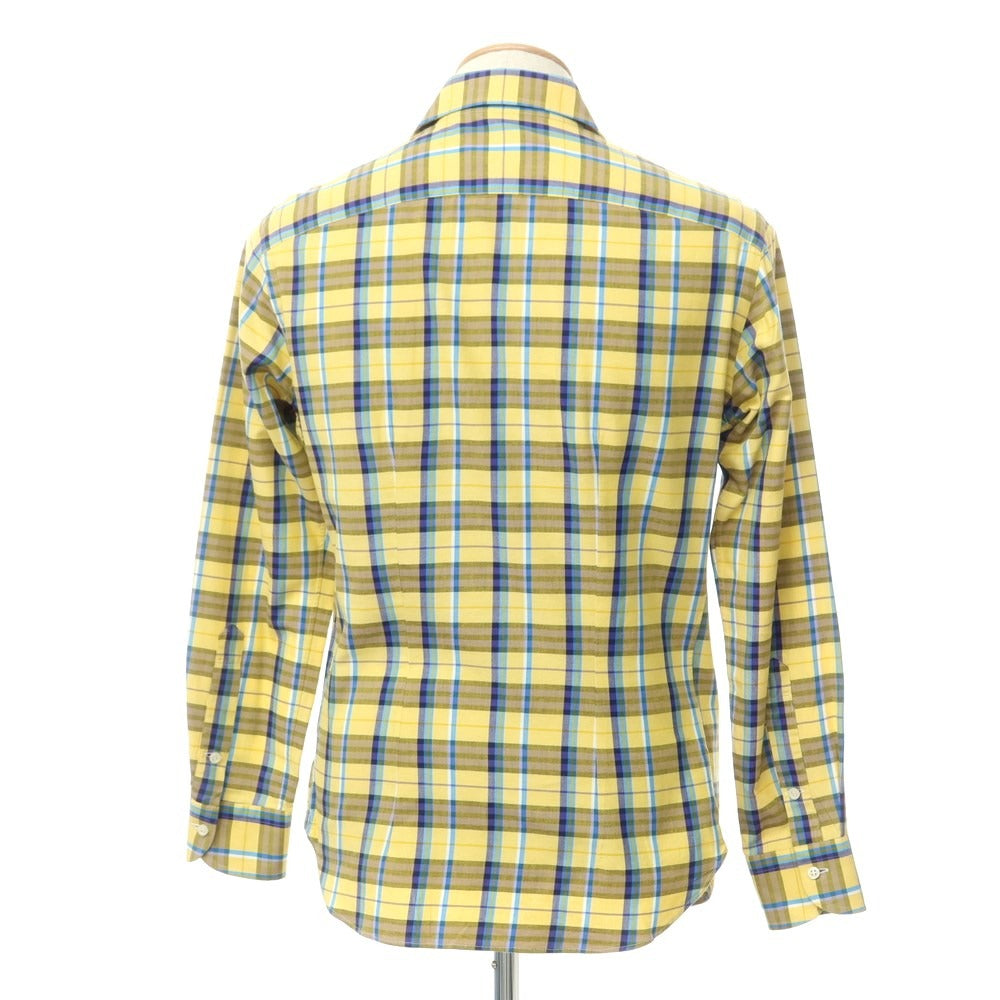 [Used] CATARISANO Cotton Check Horizontal Collar Casual Shirt Yellow x Navy [S] [Condition Rank B] [Men&