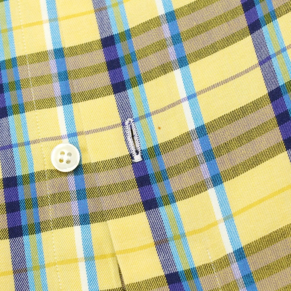 [Used] CATARISANO Cotton Check Horizontal Collar Casual Shirt Yellow x Navy [S] [Condition Rank B] [Men&