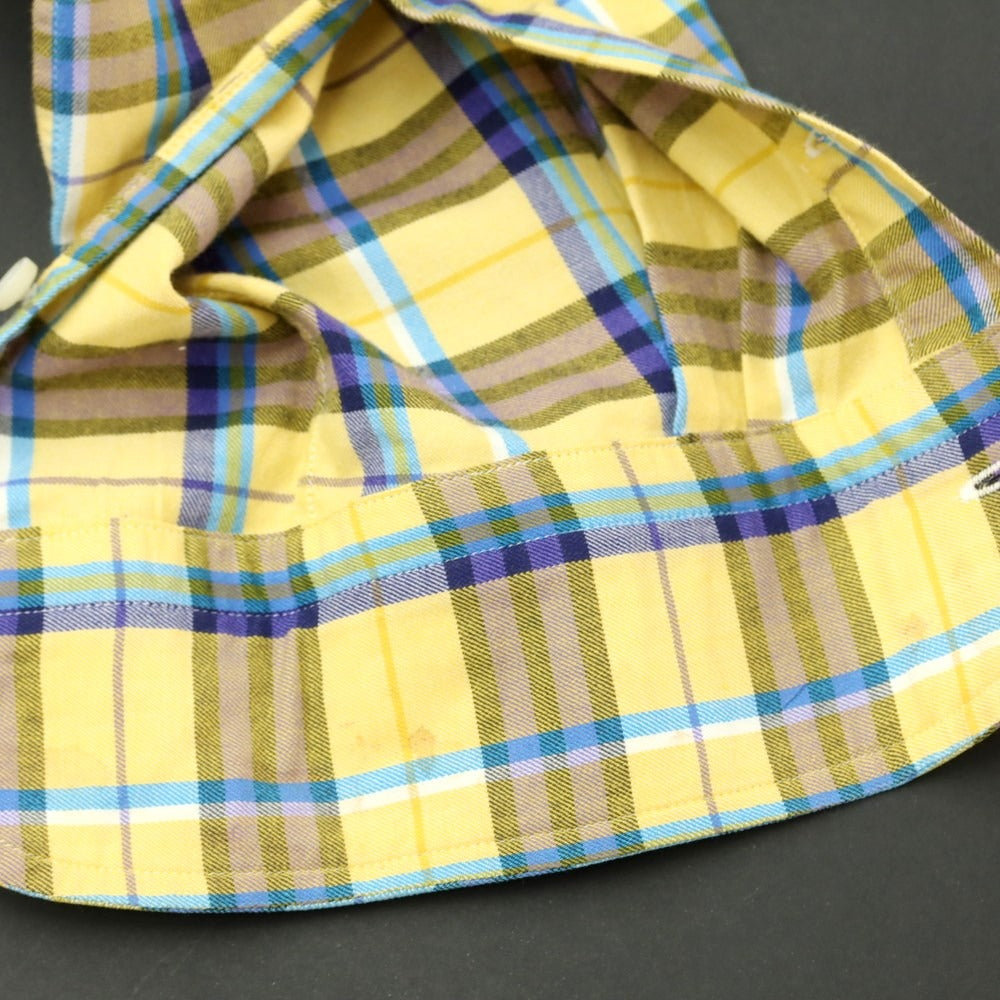 [Used] CATARISANO Cotton Check Horizontal Collar Casual Shirt Yellow x Navy [S] [Condition Rank B] [Men&