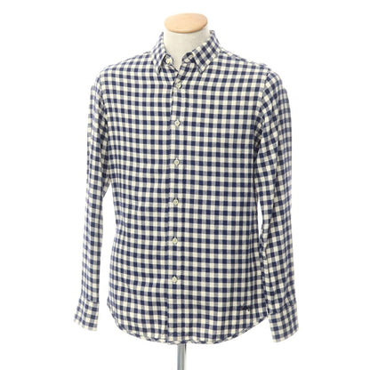 [Used] VINTAGE55 Cotton Check Hidden Button-Down Casual Shirt Navy x White [S] [Condition Rank B] [Men&