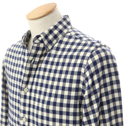 [Used] VINTAGE55 Cotton Check Hidden Button-Down Casual Shirt Navy x White [S] [Condition Rank B] [Men&