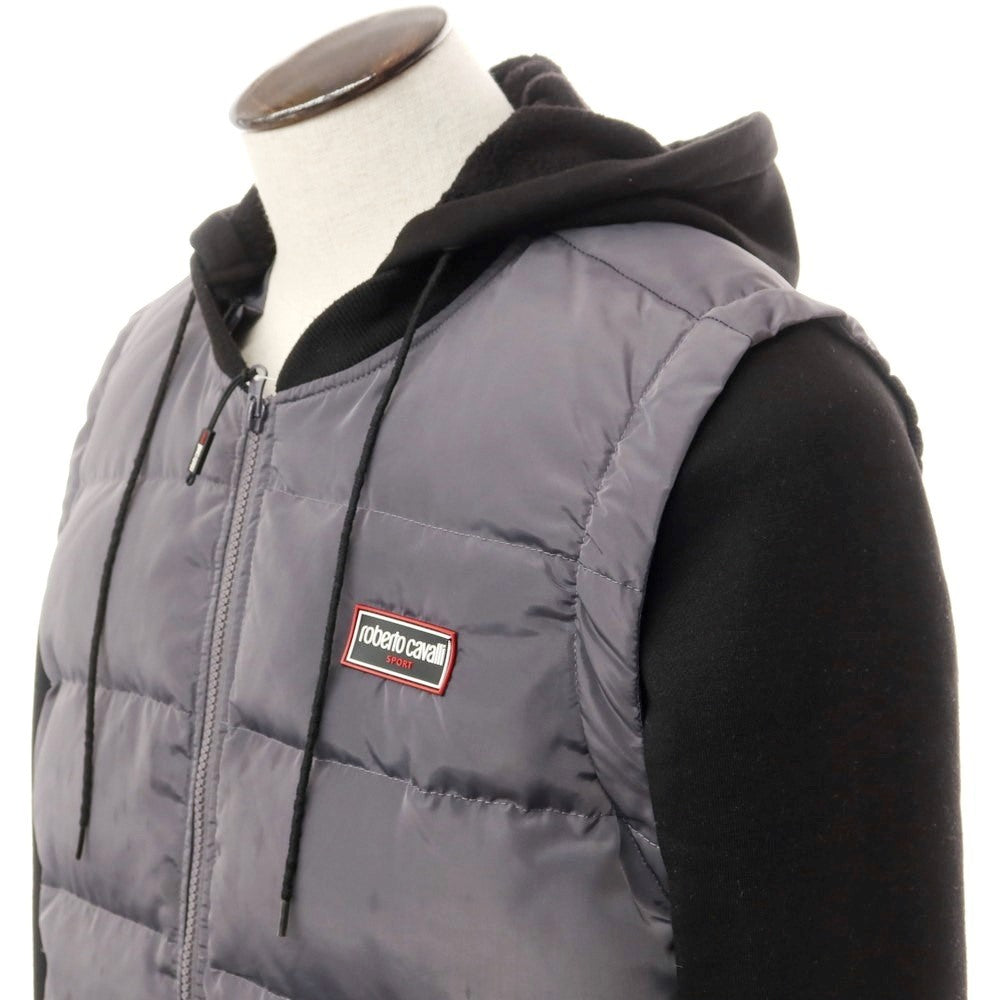 [Used] Roberto Cavalli polyester switch hooded down jacket gray x black [L] [Condition rank D] [Men&