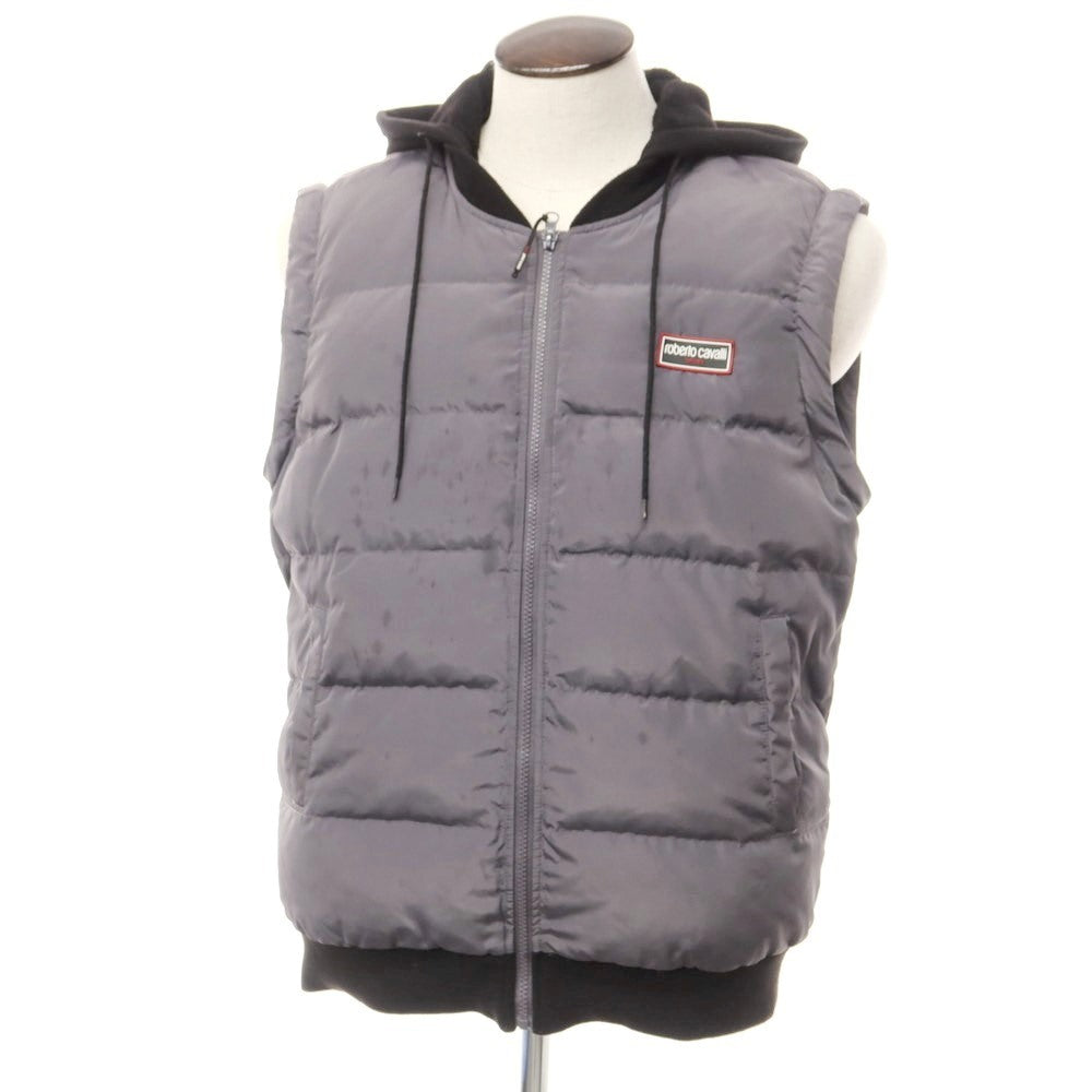 [Used] Roberto Cavalli polyester switch hooded down jacket gray x black [L] [Condition rank D] [Men&