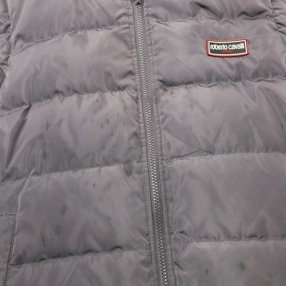 [Used] Roberto Cavalli polyester switch hooded down jacket gray x black [L] [Condition rank D] [Men&