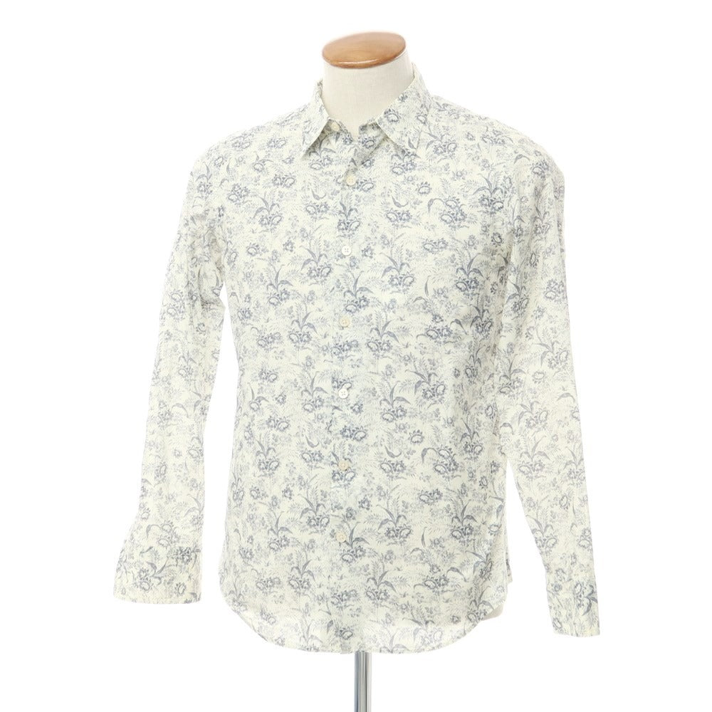 [Used] Paul Smith Collection, Cotton Botanical Pattern Casual Shirt, Light Cream x Grey, [M], [Condition Rank C], [Men&