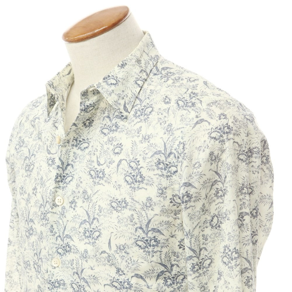 [Used] Paul Smith Collection, Cotton Botanical Pattern Casual Shirt, Light Cream x Grey, [M], [Condition Rank C], [Men&