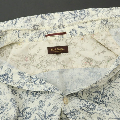 [Used] Paul Smith Collection, Cotton Botanical Pattern Casual Shirt, Light Cream x Grey, [M], [Condition Rank C], [Men&