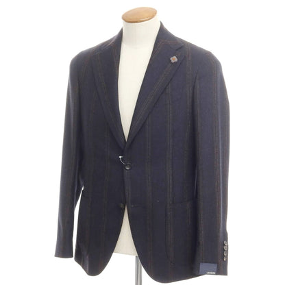 [Used] [Unused] LARDINI Wool Striped Jacket Dark Navy x Brown [46] [Condition Rank S] [Men&