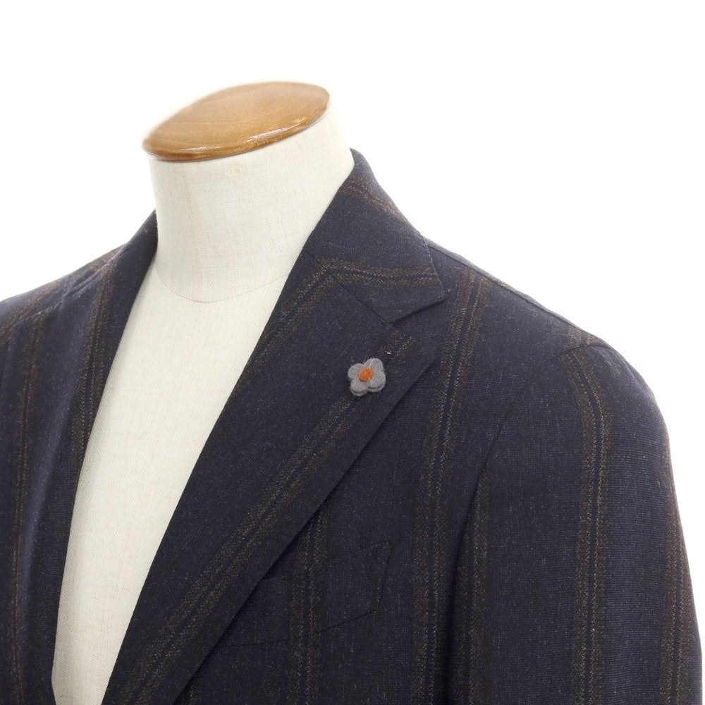 [Used] [Unused] LARDINI Wool Striped Jacket Dark Navy x Brown [46] [Condition Rank S] [Men&