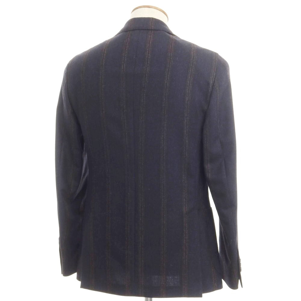 [Used] [Unused] LARDINI Wool Striped Jacket Dark Navy x Brown [46] [Condition Rank S] [Men&