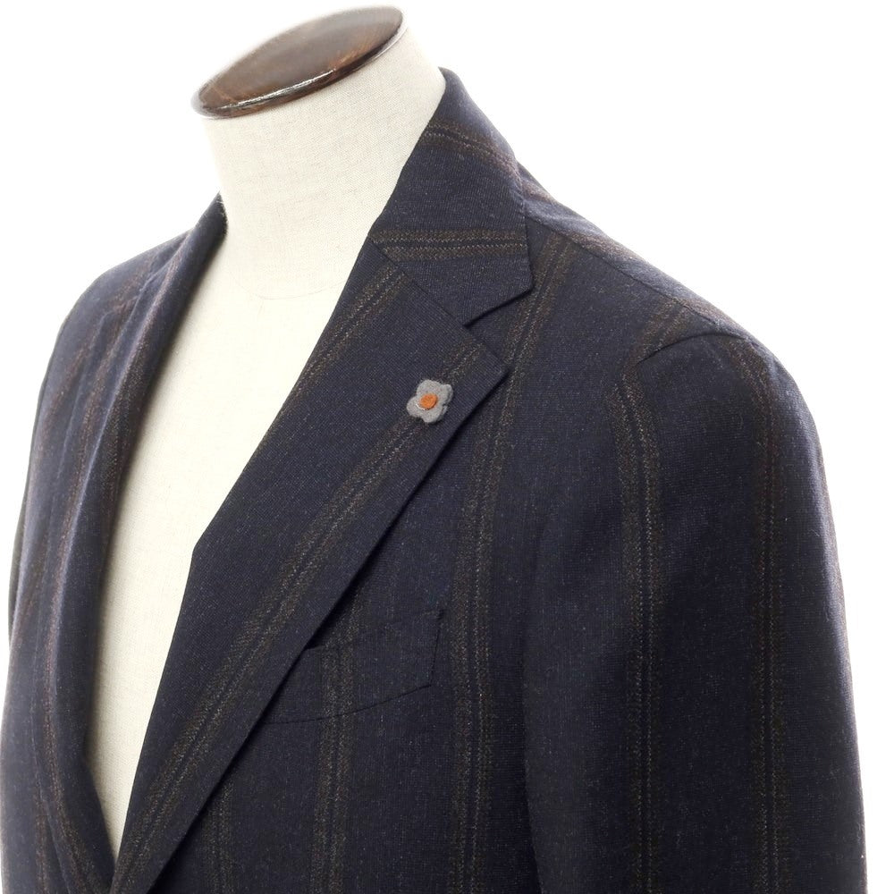 [Used] [Unused] LARDINI Wool Striped Jacket Dark Navy x Brown [50] [Condition Rank S] [Men&