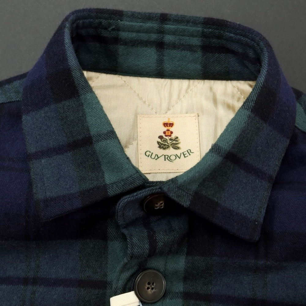 [Used] GUY ROVER Cotton padded check casual shirt, green x navy [M] [Condition rank A] [Men&