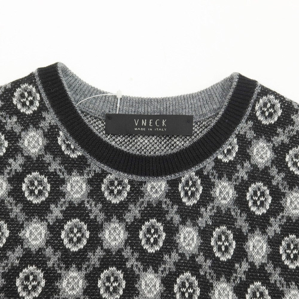 [Used] V-neck wool rayon acrylic crew neck pullover knit black x gray [46] [Condition rank B] ​​[Men&