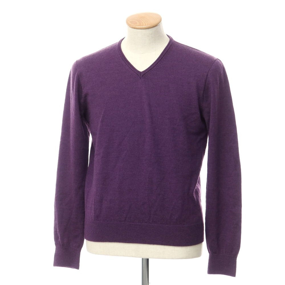 [Used] SHIPS wool V-neck pullover knit, purple [M] [Condition rank C] [Men&