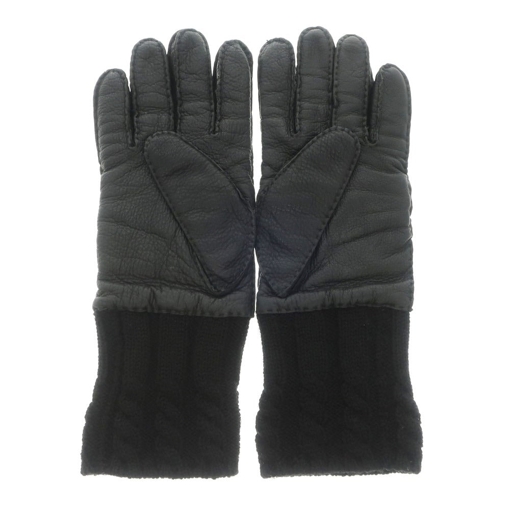 [Used] A.P.C. Leather Knit Gloves Black [S] [Condition Rank B] ​​[Men&