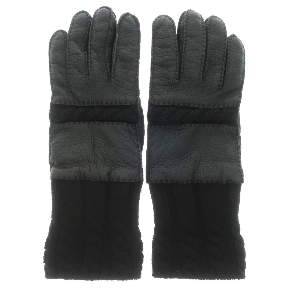 [Used] A.P.C. Leather Knit Gloves Black [S] [Condition Rank B] ​​[Men&