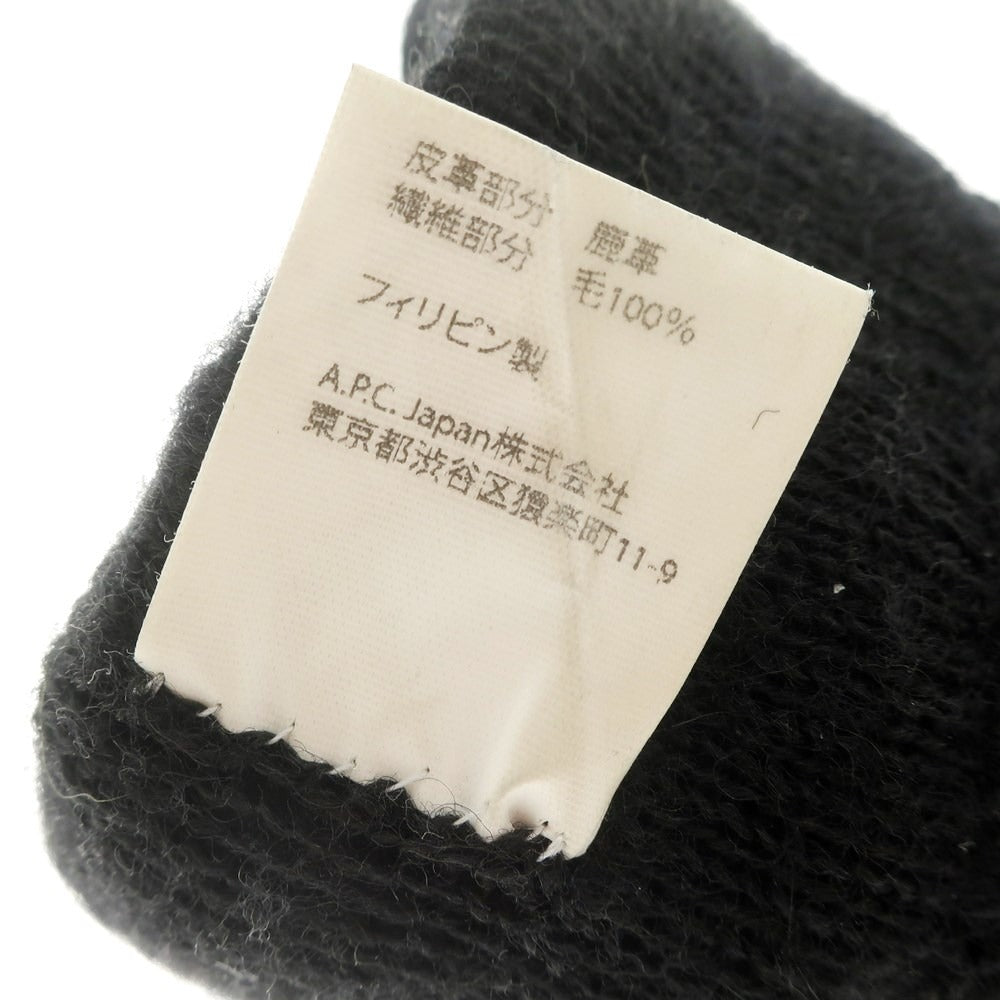 [Used] A.P.C. Leather Knit Gloves Black [S] [Condition Rank B] ​​[Men&