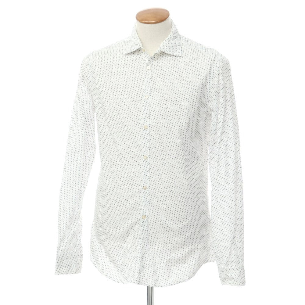 [Used] La Guglielmina MILANO Cotton Semi-wide Collar Casual Shirt White x Navy [39] [Condition Rank C] [Men&