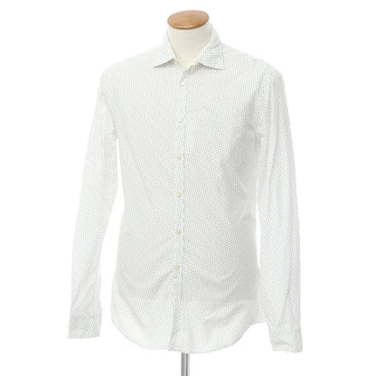 [Used] La Guglielmina MILANO Cotton Semi-wide Collar Casual Shirt White x Navy [39] [Condition Rank C] [Men&