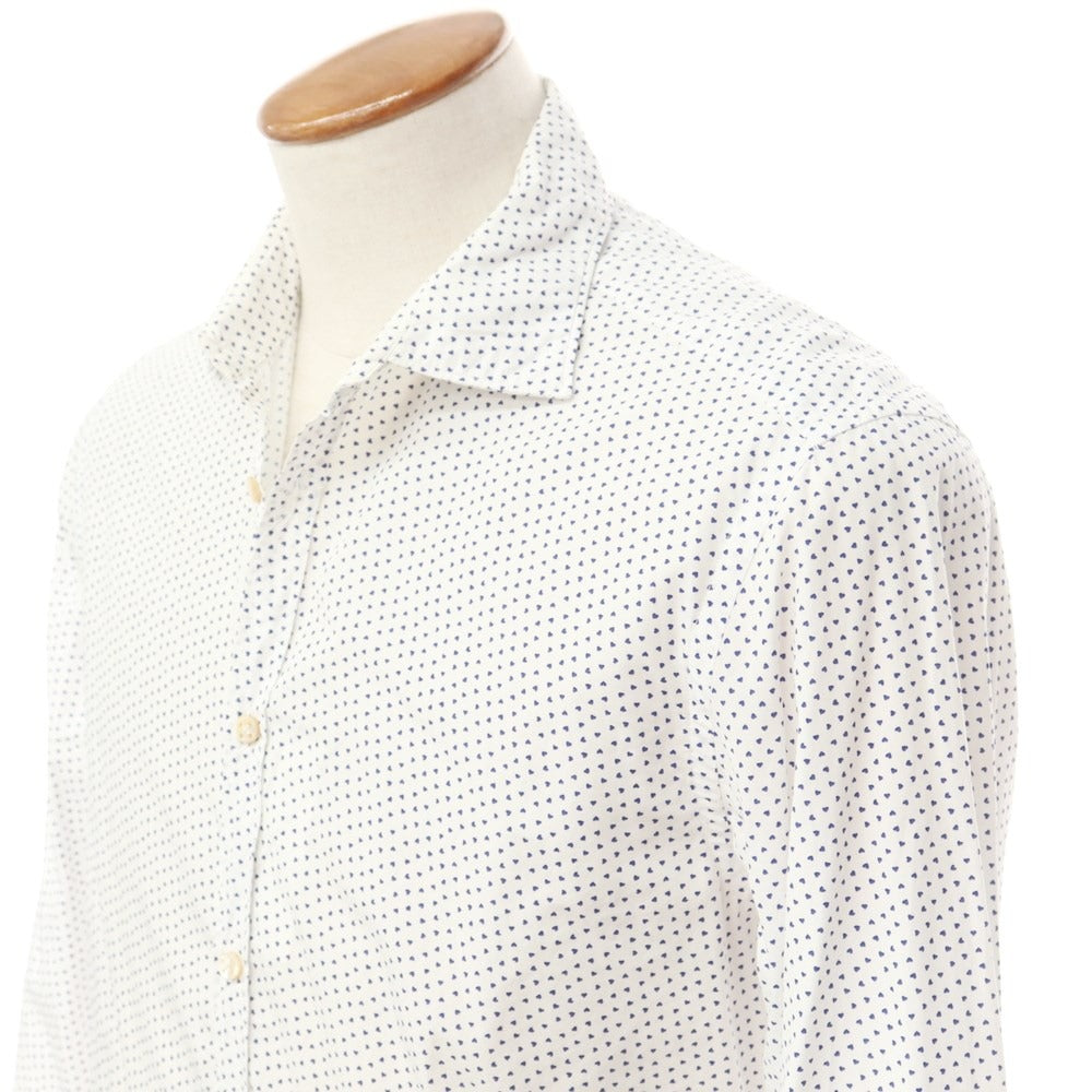 [Used] La Guglielmina MILANO Cotton Semi-wide Collar Casual Shirt White x Navy [39] [Condition Rank C] [Men&