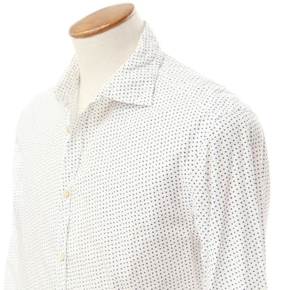 [Used] La Guglielmina MILANO Cotton Semi-wide Collar Casual Shirt White x Navy [39] [Condition Rank C] [Men&