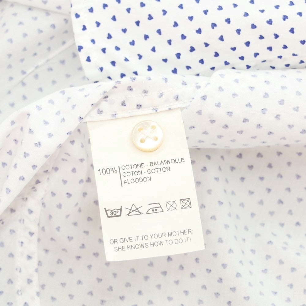 [Used] La Guglielmina MILANO Cotton Semi-wide Collar Casual Shirt White x Navy [39] [Condition Rank C] [Men&