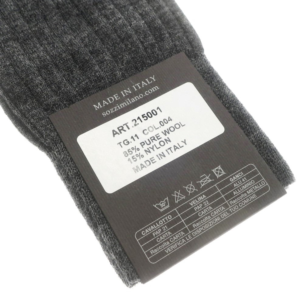 [Used] [Unused] Sozzi Wool Nylon Ribbed Hose Socks Dark Gray [11] [Condition Rank S] [Men&