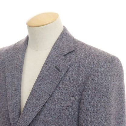 [Used] Dunhill Herringbone Wool Cashmere Tailored Jacket Light Blue x Bordeaux [44] [Condition Rank C] [Men&