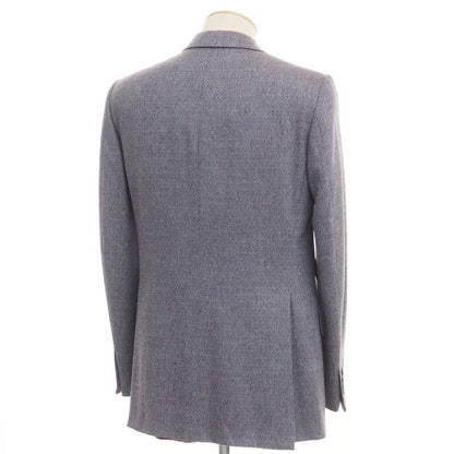 [Used] Dunhill Herringbone Wool Cashmere Tailored Jacket Light Blue x Bordeaux [44] [Condition Rank C] [Men&