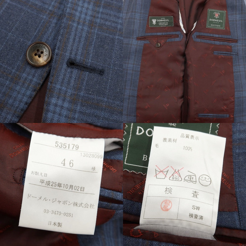 [Used] Dormeuil Wool Tailored Jacket and Gilet Vest Set Light Navy x Blue x Brown [46] [Condition Rank C] [Men&