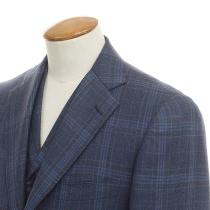 [Used] Dormeuil Wool Tailored Jacket and Gilet Vest Set Light Navy x Blue x Brown [46] [Condition Rank C] [Men&