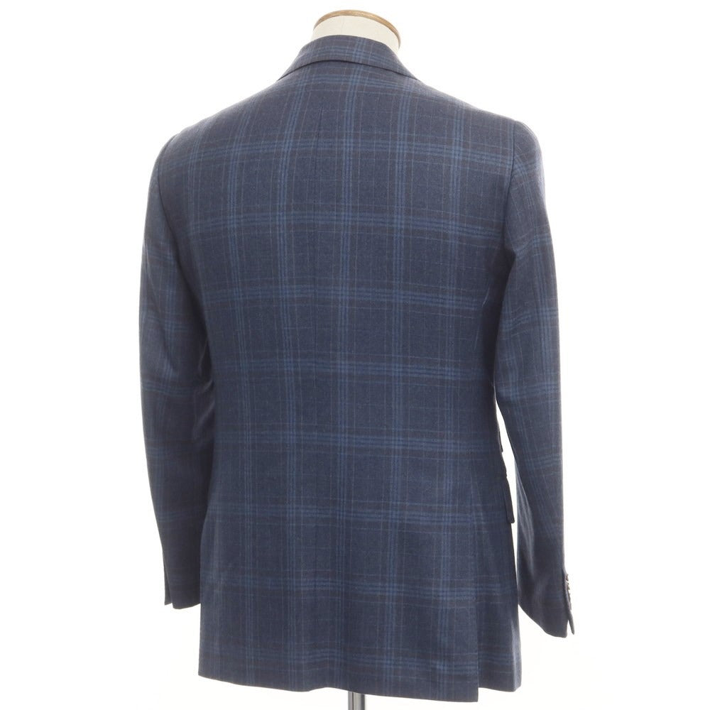 【中古】ドーメル DORMEUIL ウール テーラードジャケット ジレベストセット  ライトネイビーxブルー×ブラウン【 46 】【 状態ランクC 】【 メンズ 】