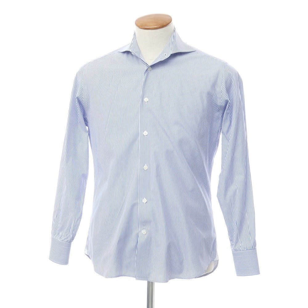 [Used] Lavorazione Sartoriale Cotton Striped Wide Collar Dress Shirt Blue x White [39] [Condition Rank C] [Men&