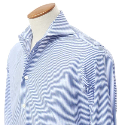 [Used] Lavorazione Sartoriale Cotton Striped Wide Collar Dress Shirt Blue x White [39] [Condition Rank C] [Men&