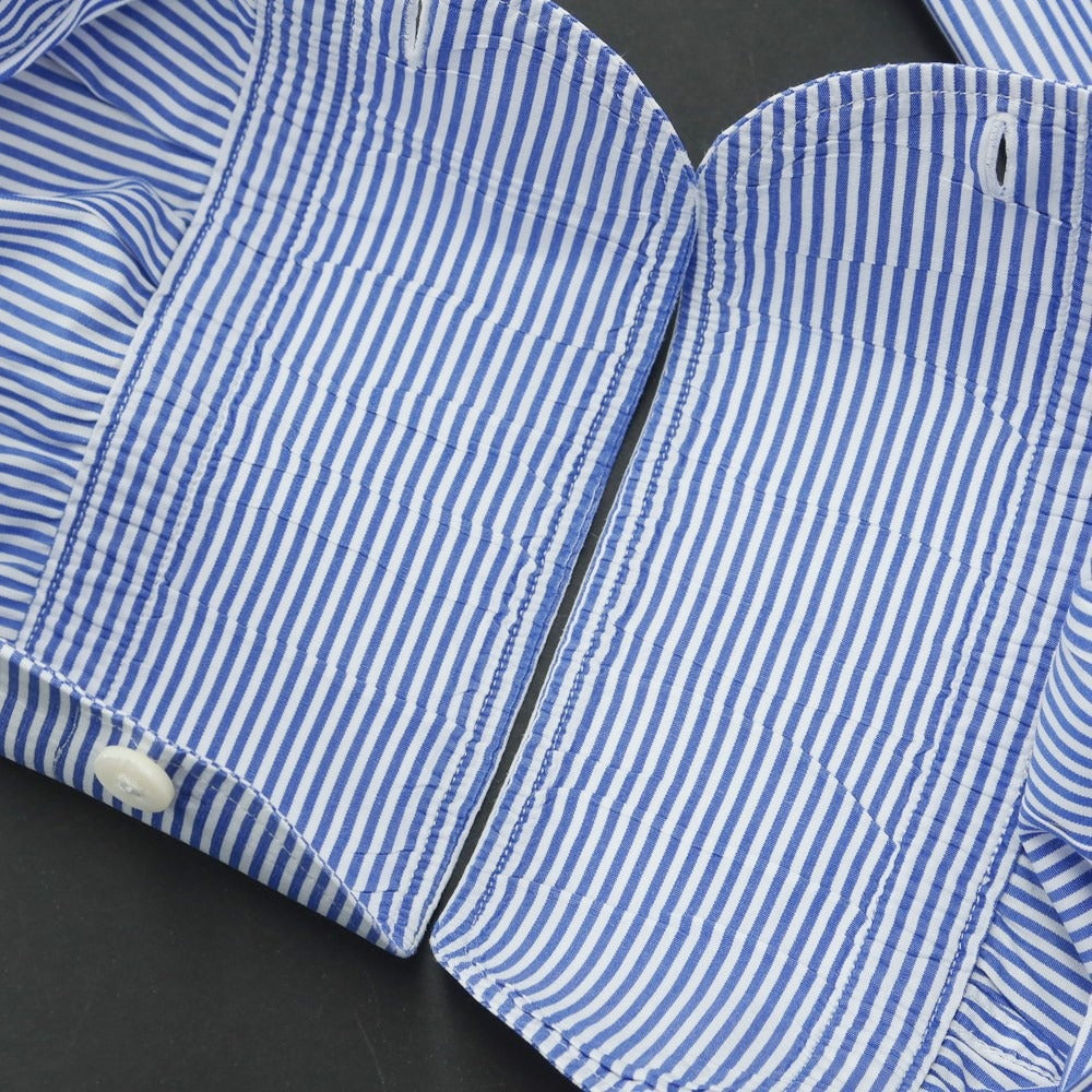 [Used] Lavorazione Sartoriale Cotton Striped Wide Collar Dress Shirt Blue x White [39] [Condition Rank C] [Men&