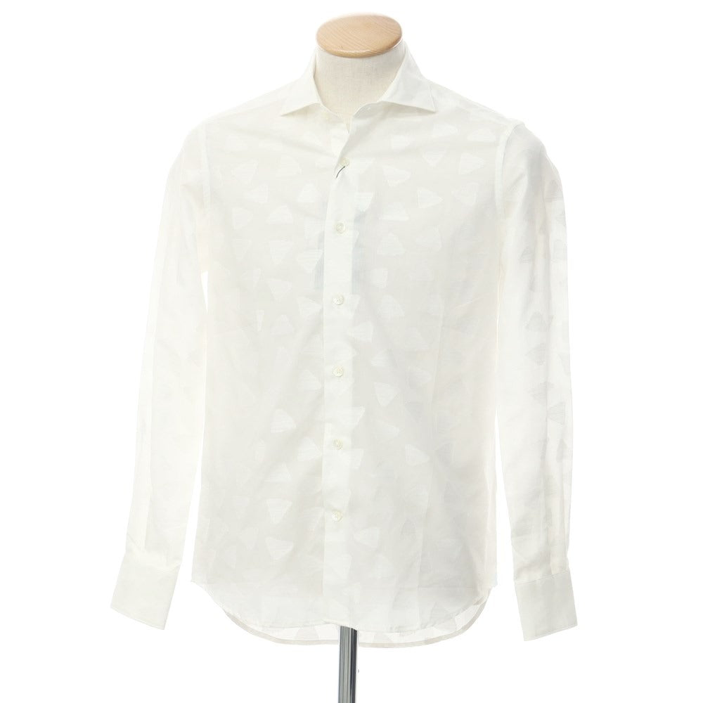 [Used] [Unused] Gallipoli Camiceria Cotton Horizontal Collar Casual Shirt White [44] [Condition Rank S] [Men&