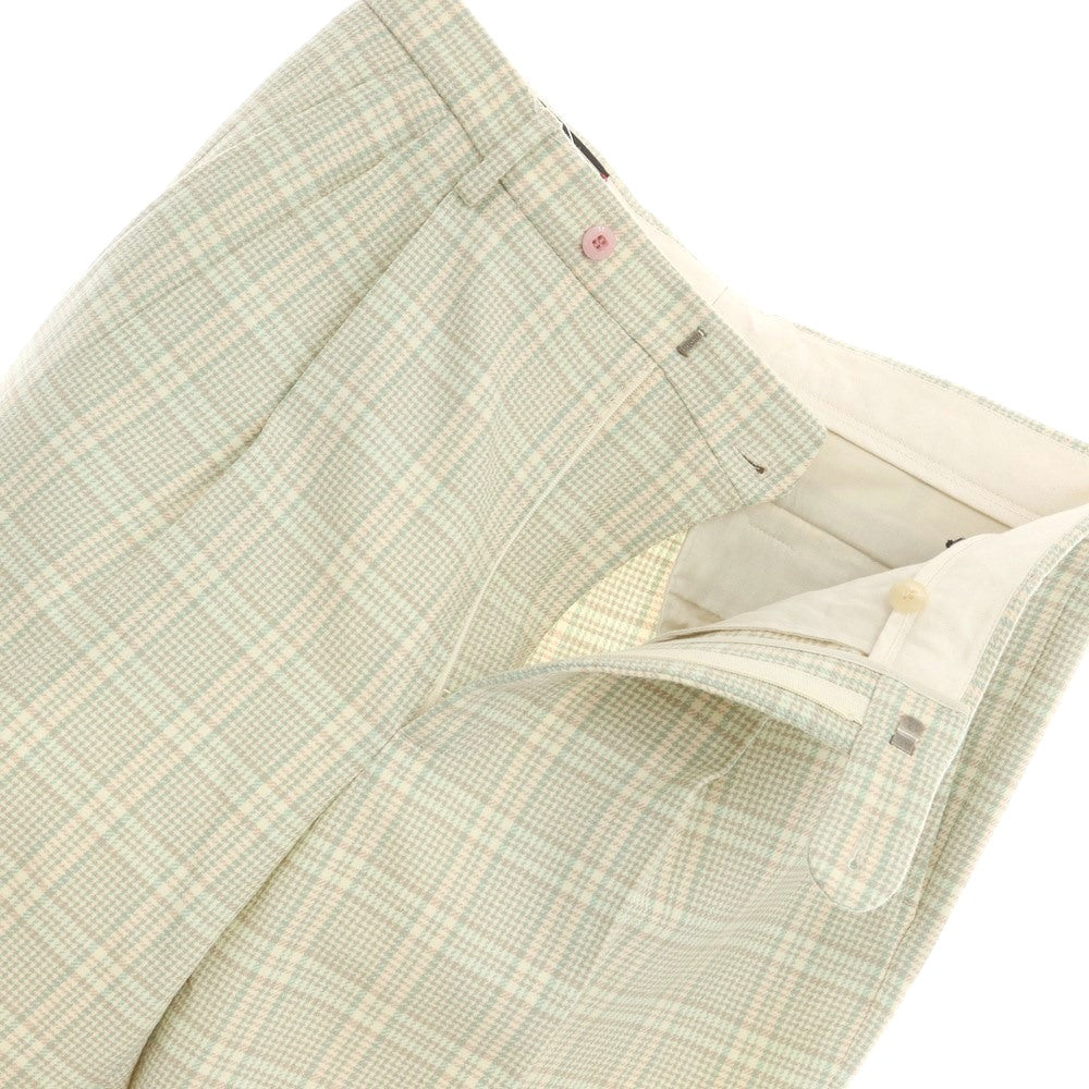 [Used] Gucci Wool Check Slacks Pants Light Green x Beige [48] [Condition Rank A] [Men&