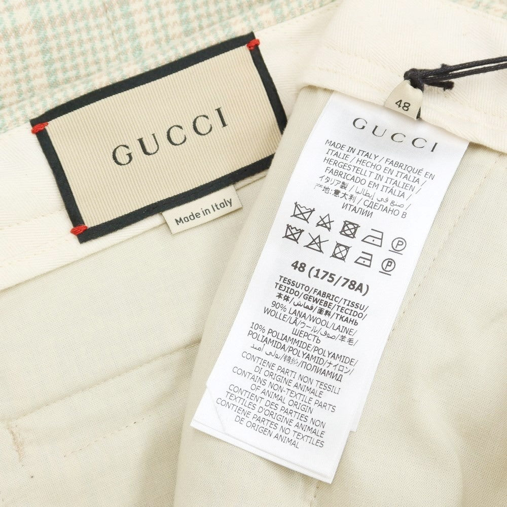 [Used] Gucci Wool Check Slacks Pants Light Green x Beige [48] [Condition Rank A] [Men&