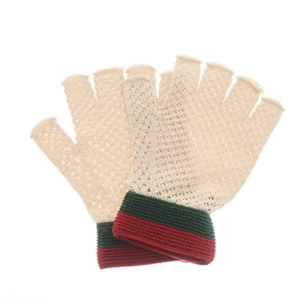 [Used] [Unused] Gucci Cotton Gloves Beige x Green x Red [Condition Rank S] [Unisex]
 [EPD]