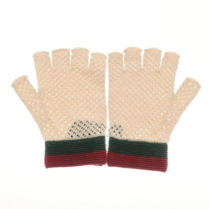 [Used] [Unused] Gucci Cotton Gloves Beige x Green x Red [Condition Rank S] [Unisex]
 [EPD]